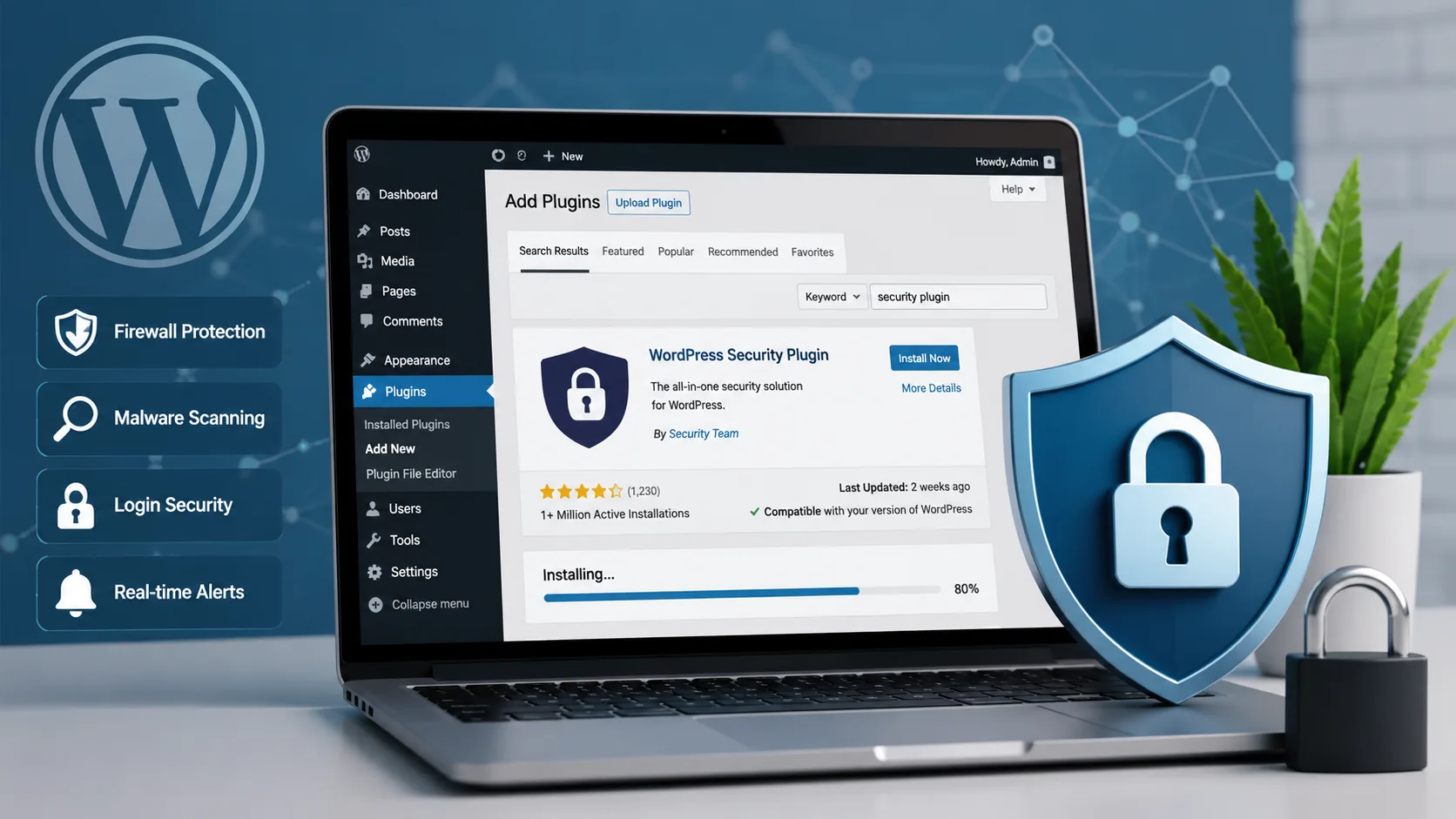How to install a security plugin on WordPress website